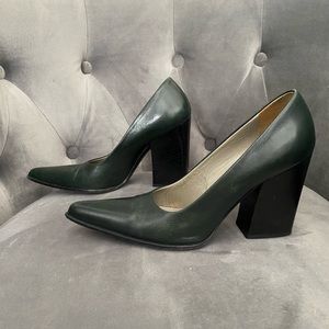 Prada heel size 6 (EU 36). Deep green with block heel.